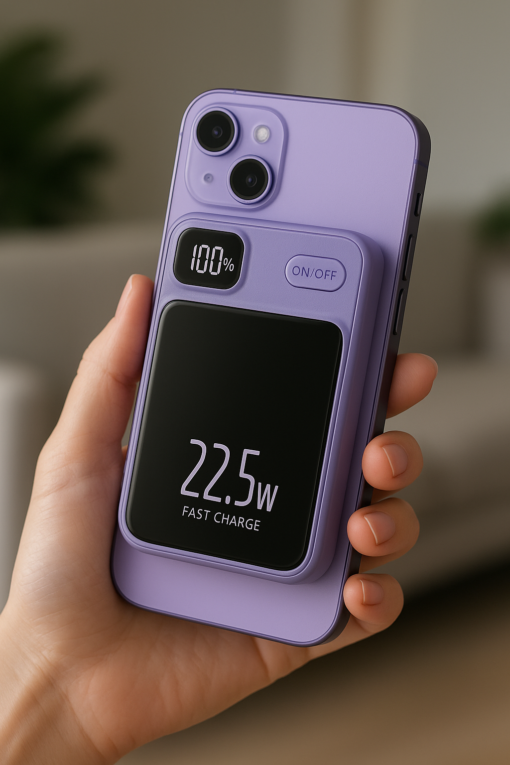 Magnetic Fast Charging Power Bank - Purple